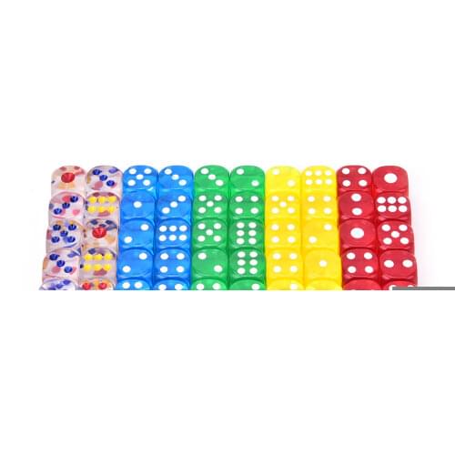 14mm Acrylic Six Sided Dice Adult Children Party Toy Fun Board Game Night Bar KTV Entertainment Game Dice 10 Pcs