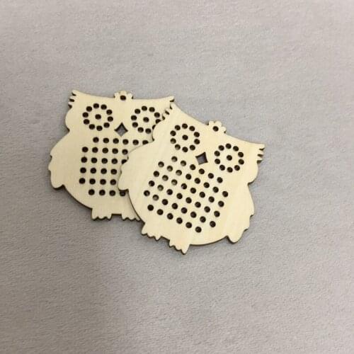 20 pcs owl cross stitch blank wood pendant needle craft diy cross stitch