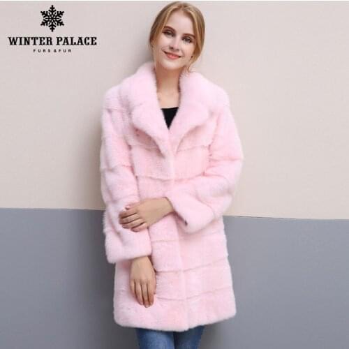 2018 winter New style fur coat natural mlnk stand Collar good quality mlnk fur coat 90 cm long coats of fur Fashion Slim Fur