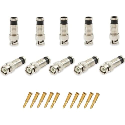 Hot Selling Free shipping10PCS/lot BNC Connector Compression Connector Jack for Coaxial RG59 Cable CCTV Camera Accessories