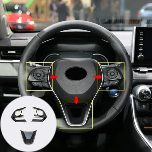 ABS Plastic Wood grain For Toyota RAV4 2019 2020 accessories Car Steering wheel Button frame Cover Trim Sticker Car styling 3pcs