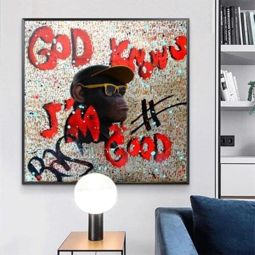 Abstract Graffiti Good Monkey With Glasses Funny Art Posters And Prints Animal Picture On Home Decor Wall Art Canvas Painting