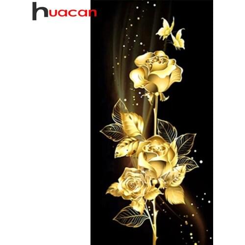 Huacan Full Square/round 5d Diamond Painting Rose Gold Mosaic Embroidery Fantasy Flower Home Decor Wall Stickers