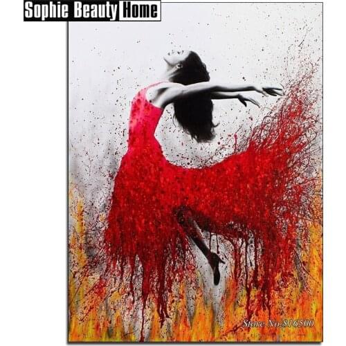 DIY Diamond Embroidery 5D Crystals Diamond Mosaic Dance Beauty In Red Diamond Painting Cross Stitch Kits Rhinestones Gift 187011