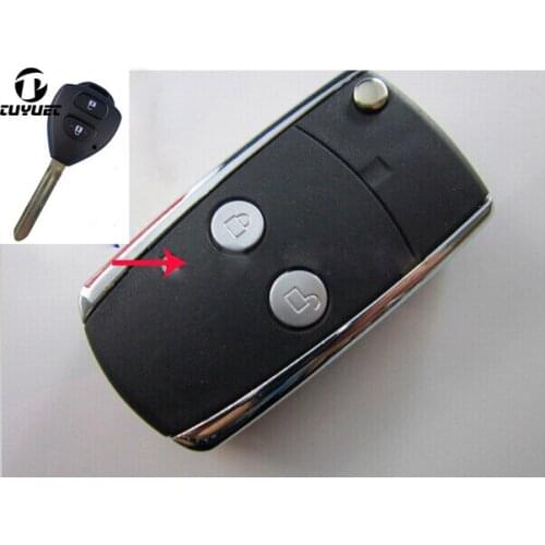 Shining Metal Frame Modified Flip Remote Key Shell Case For Toyota Camry Corolla Yaris Hilux RVA4 2 Buttons