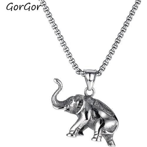 GorGor Necklace Men Stainless Steel Pattern Elephant Pendant Individuality Simplicity Party Popular Accessories TX-1809