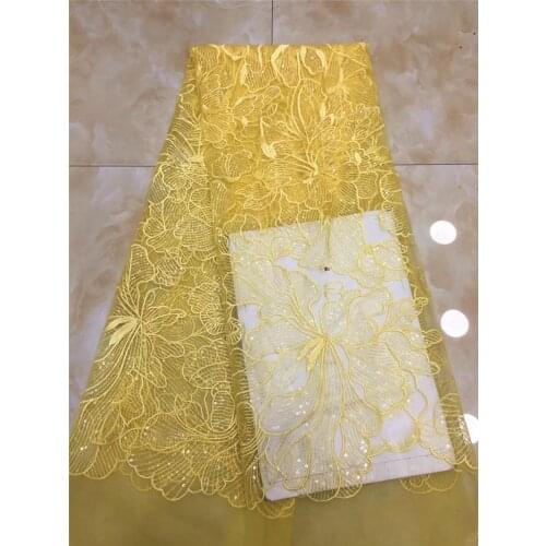 JRB-10710 best quality african French Lace Fabric with clear sequins embroidered African Tulle Lace Fabric