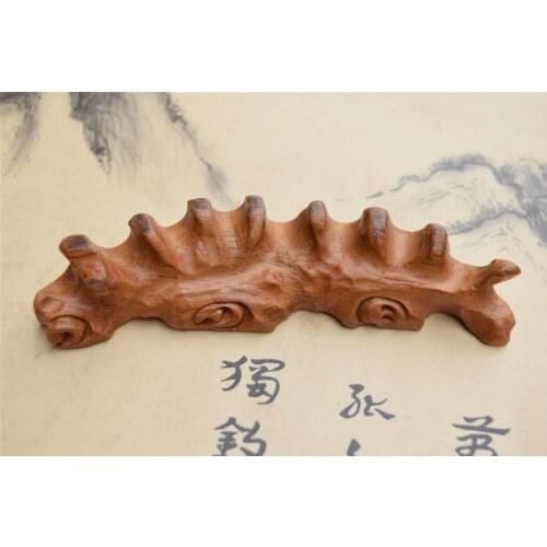 Chinese Brush Pen Holder Stand Wooden Long Carved Style