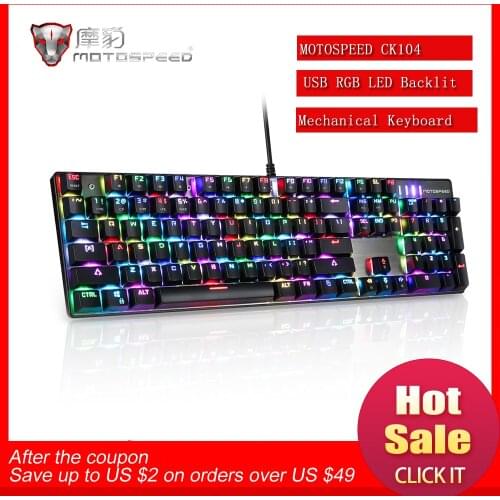 MOTOSPEED CK104 Russian Gaming Keyboard Metal 104 Keys Mechanical Keyboard Wired USB Keyboards RGB LED Backlit for LOL Comouter