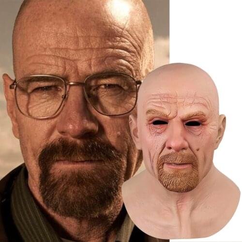 Movie Celebrity Latex Mask Breaking Bad Professor Mr. White Realistic Costume Halloween Cosplay Props