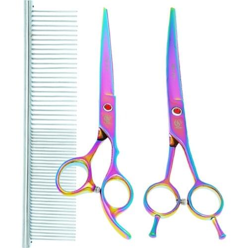 Meisha 7 inch Pet Grooming Scissors Puppy Cutting Shears Fish Bone Thinning Tesoura Animal Curved Tijeras Dog Accessories B0019A