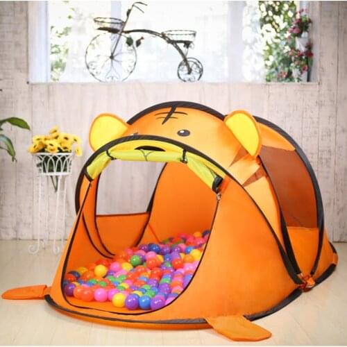 Cute Orange Tiger Pop-up Play Tent Portable Foldable Children Playhouse Kids Tent Toy Game Tents for Indoor Outdoor