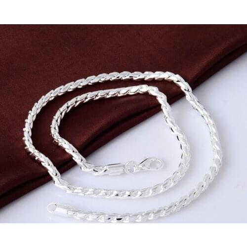 Wholesale Price Mens 4mm Twisted Chain Necklaces 925 Sterling Silver Jewelry For Women Gift Wholesale