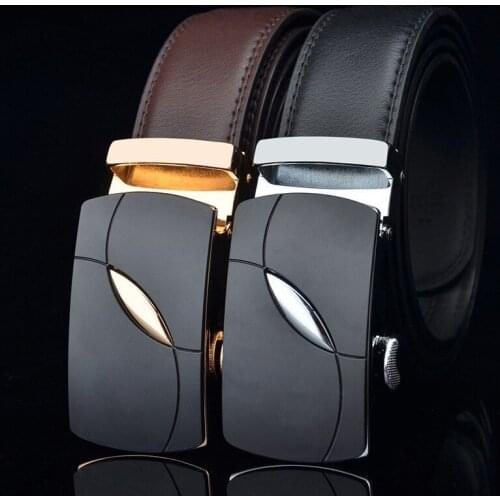Mens business style automatic buckle belt, leather cow cow belt, mens fashion simple belt