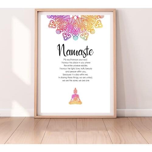 Namaste Definition Quote Print Zen Yoga Wall Art Canvas Painting Buddha Mandala Picture Modern Minimalist Poster Home Room Decor