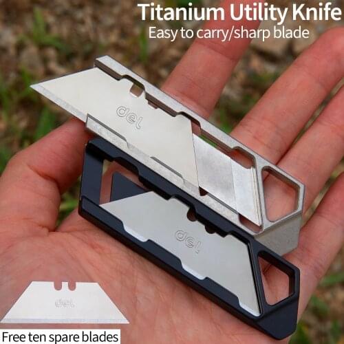 HOMIR Titanium Alloy Knife Push-Pull Telescopic Knife Art Utility Knife Pocket Outdoor EDC Camping Survival Self-defense Knife