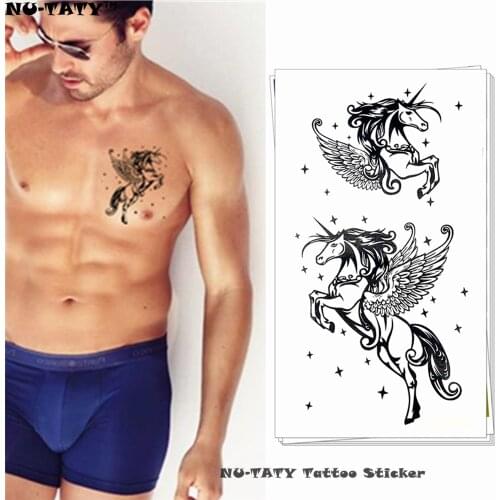 Nu-TATY Sexy Black Pegasus Temporary Tattoo Body Art Arm Flash Tattoo Stickers 17*10cm Waterproof Fake Henna Painless Tattoo