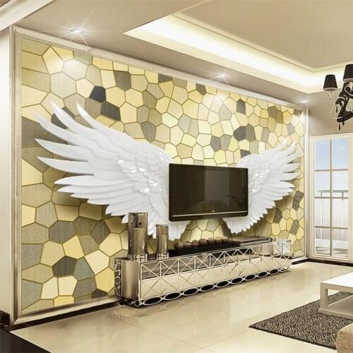 Custom Photo Wallpaper 3D Stereo Embossed Angel Wing Mosaic Stone Murals Living Room TV Sofa Background Wall Cloth Home Decor 3D