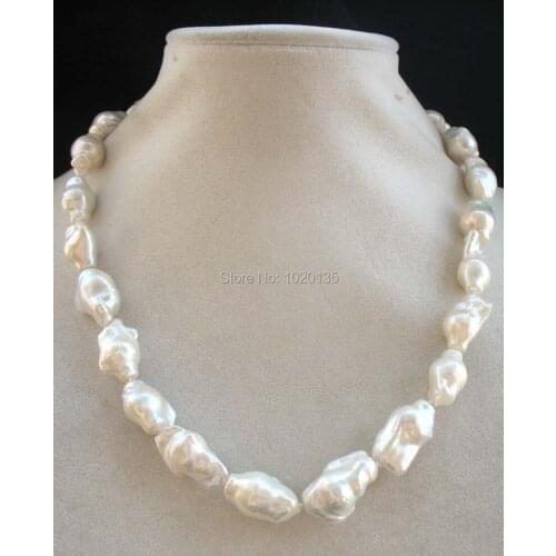 Freshwater pearl white reborn keshi baroque necklace 18inch nature FPPJ wholesale beads