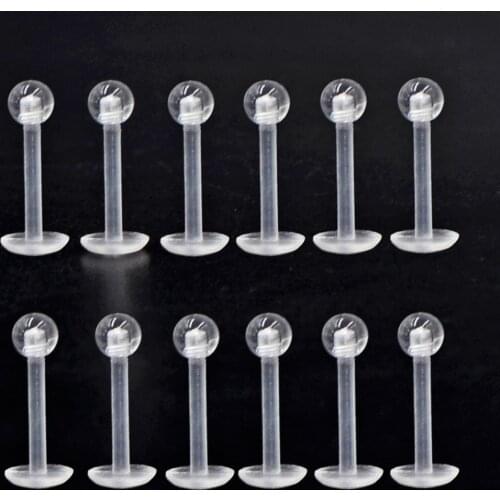 10PCS Clear Acrylic Labret Retainer Bioflex Lip Straight Labret Rings Tragus Helix Cartilage Earring Stud Acrylic Basic Retainer