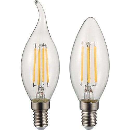 Retro LED Candle Filament Bulb C35 220V Frosted Light Bulb E14 2W 4W 6W Edison Screw Light Lamp Chandelier Warm White