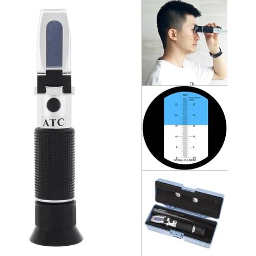Hand Held 0-28% Salinity Adjustable Salinity Refractometer Food Salinometer with Pipette and Mini Screw Driver Manual Focusing