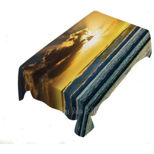 Tablecloth Beach Sunset Tide Drift Landscape Tour Wave Decoration Polyester