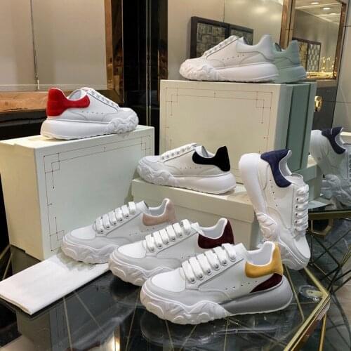 Mixed Colors Sneakers Women Genuine Leather Casual Shoes Wedges Platform Shoes Sports Outside New Luxury Brand Design Woman Shoe