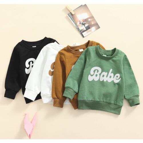FOCUSNORM 4 Colors Lovely Baby Girls Boys Sweatshirt Tops Outfits 0-3Y Letter Printed Long Sleeve Pullover Outwear