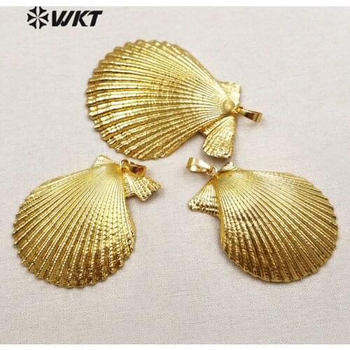 WT-JP004 WKT Wholesale In High Quality Pendant with Special Push Shell Pendant With Metal Plated For Fashion Female