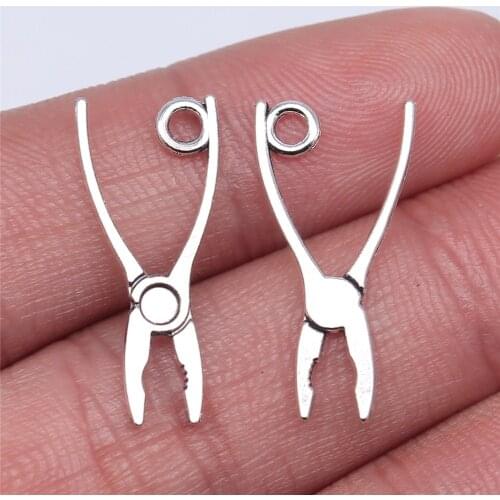 WYSIWYG 30pcs 23x12mm Tool Vise Pliers Charm Pendants For Jewelry Making Antique Silver Color Vise Pliers Pendants Charm Pliers