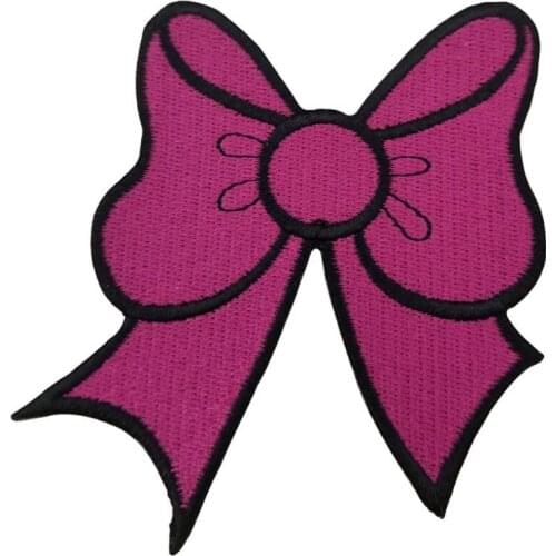 Lady Pink Bow patches embroidered iron on kids girls badge mini applique cartoon patches for tshirt jacket clothing decoration