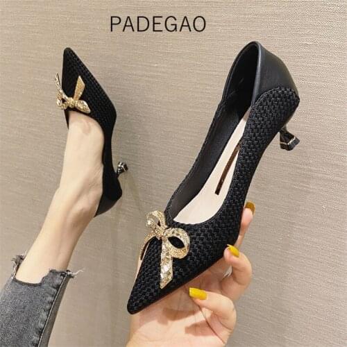 Women Shoes 2020 Heels Women Crystal Black Sexy Korean Casual Party Heels