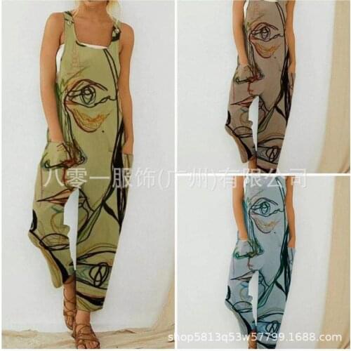 Plus Size Bodysuit Women Jumpsuit Summer Overalls V Neck Cotton Linen Loose Trousers Romper Sexy Streetwear Elegant Bodysuits