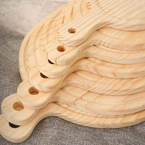 1 Pcs Wooden Pizza Paddle Cheese Serving Tray Plate Cutting Chopping Board Round Wooden Pizza board Pizza Stone Cutting Board