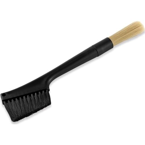 1pc Double headed coffee brush Coffee Grinder machine Cleaning Brush Wood Handle Natural Bristles Wood Dusting Espresso brush