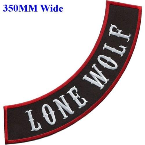 350MM wide rocker of LONE WOLF patch for full back embroidery patch/bordado flores/sewing gifts/bordados para costura