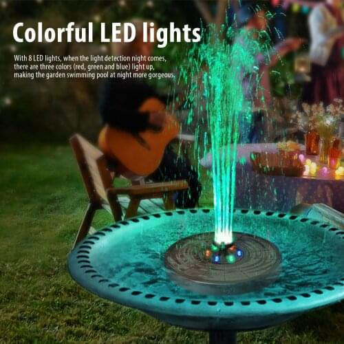 4.7V/3W Solar Water Fountain Pump Colorful LED Lights Floating Garden Fountain Pump Swimming Pools Pond Lawn Decor