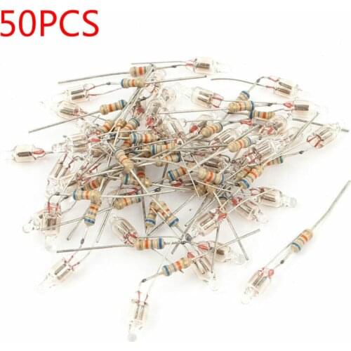 50 neon light bulbs 5x10mm main power indicator RED standard mini neon light indication, with resistance 220V