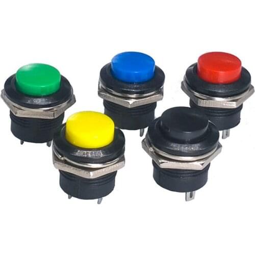 5pcs 10pcs R13-507 16mm Lockless Reset 250V 3A Push Button Switch Round Switch Bouton Poussoir Metal Interrupteur