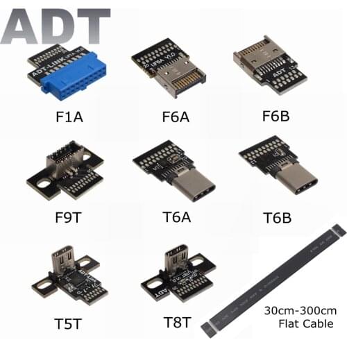 ADT-Link DIY Type C USB 3.1 TYPE-E Front Panel Socket Connector USB 3.0 19Pin to E Type 20Pin Header Extension Cable Adapter