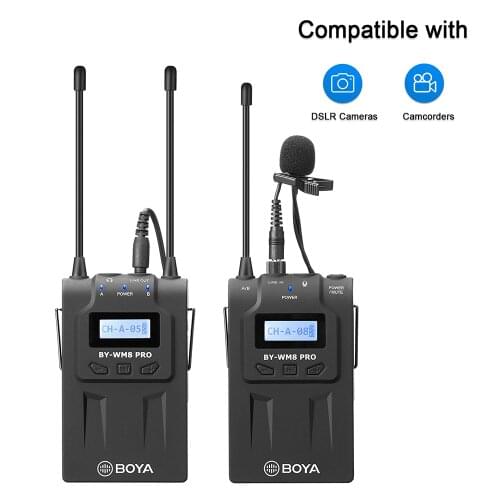 Wireless Lavalier Microphone for Smartphone, UHF Lapel Mic System with LCD Screen for DSLR Camera Camcorder YouTube Interview