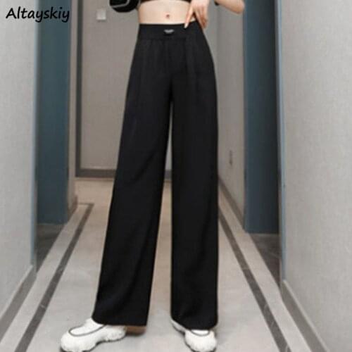 Split Pants Women Casual Loose Solid Summer All-match Streetwear Soft Fashion Simple Pantalones Lovely Elegant Vintage College