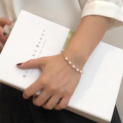 Chain Imitation Pearls Asymmetric Daily Bracelets for Women Simple Luxury Charm Bracelets