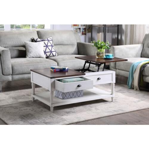 Two Colors Coffee Table Side Table End Table Lift Top Wood Home Living Room with 1 Drawer and Shelf