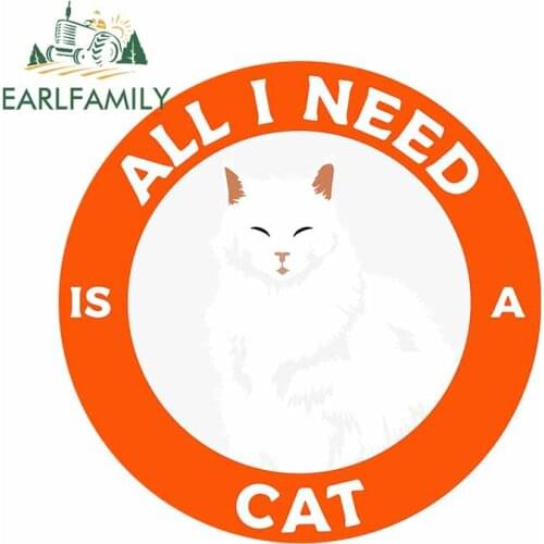 EARLFAMILY 13cm x 12.7cm for Cat Pet Lover VAN Car Stickers Trunk Refrigerator Cartoon Decal Motorcycle Surfboard Vinyl Car Wrap