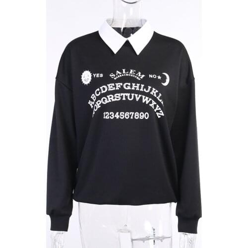Women Autumn T-shirts Casual Letter Print Polo Fashion Creativity Loose Long Sleeve Oversize Harajuku Tees Hip Hop Streetwear