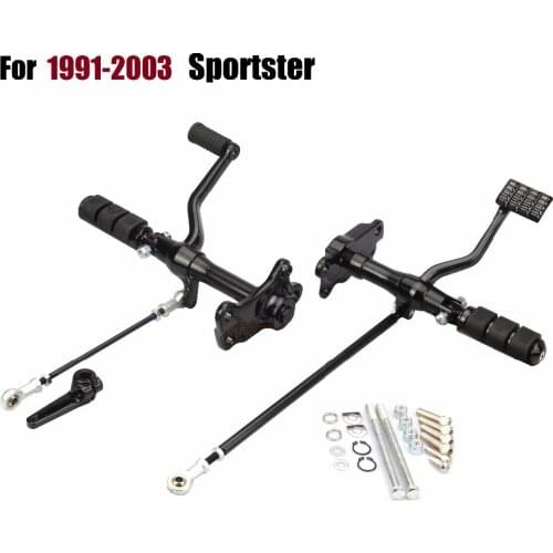 Gloss black Forward Controls Foot Pegs Levers Linkages For harley Sportster XL883 1200 1991-2003