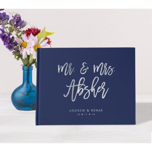Personalized Wedding navy blue Guest Book Sign In, Mr&Mrs wedding journals, Instant Photo ablums guestbook