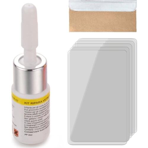 Car Windshield Repair Tool Practical Automotive Cracks Scratches Repair Kit with Cure Strips Razor Blade T3ED